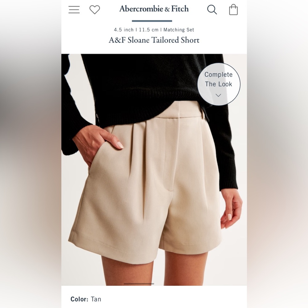Abercrombie Sloan tailored shorts, tan size Large
